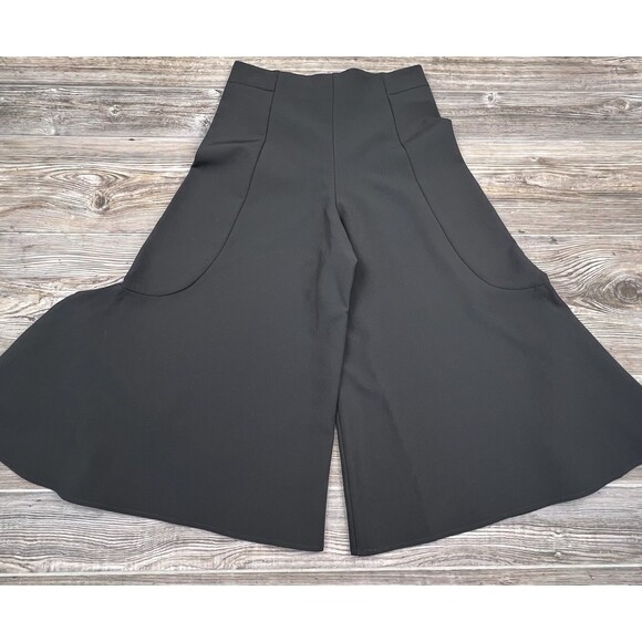 Christina Karen Flared Leg Trousers Black Cropped Minimalist Modern Chic Size XS - Picture 5 of 16